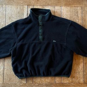 Vintage XL navy fleece with green trim and button up collar